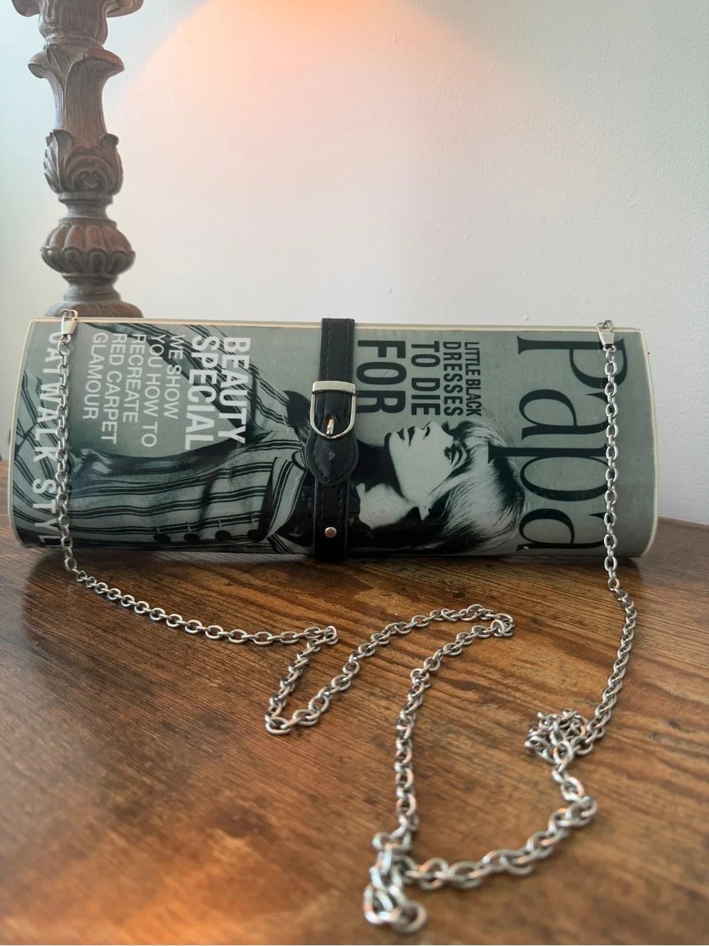 Vintage 1970 Paparazzi Whimsigoth Magazine Roll Clutch Design Purse